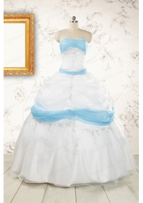 Elegant Ball Gown Quinceanera Dress in White and Baby Blue