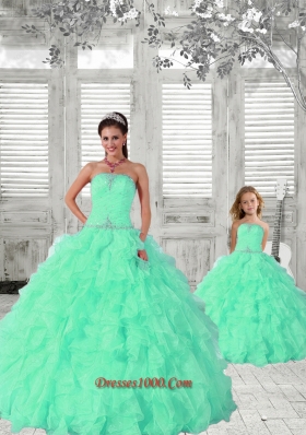 2015 Fashionable Apple Green Princesita Dress with Ruffles and Beading