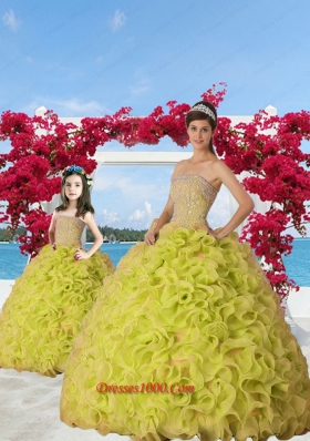 Exquisite Beading and Ruffles Yellow Green Princesita Dress