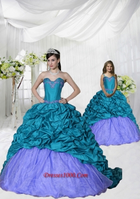 New Style Appliques Brush Train Blue and Purple Princesita Dress