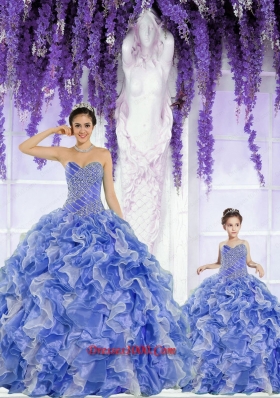 New Style Organza Beading and Ruffles Princesita Dress in Blue