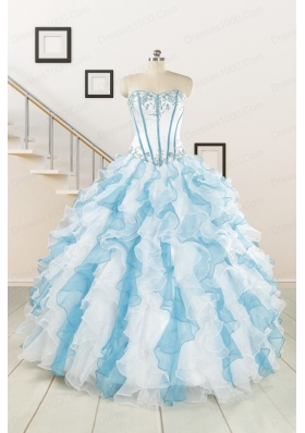 2015 Pretty Appliques and Ruffles Quinceanera Dresses in Multi-color