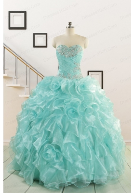 Apple Green Quinceanera Dresses with Beading for 2015