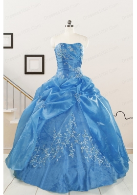 Classical Baby Blue Quinceanera Dresses with Embroidery for 2015