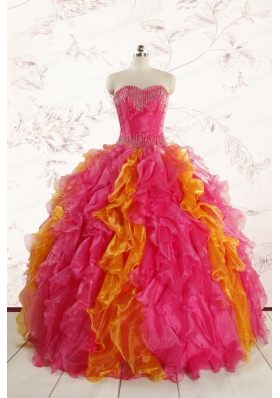 Luxurious Puffy Multi Color Quinceanera Dresses with Beading and Ruffles