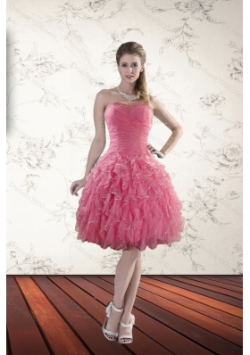 2015 New Style Strapless Prom Dresses with Beading and Ruffles