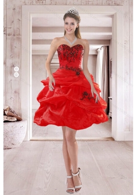 Fashionable Sweetheart Red 2015 Prom Dresses with Embroidery and Ruffles