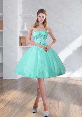 2015 Spring Turquoise Sweetheart Prom Dresses with Embroidery