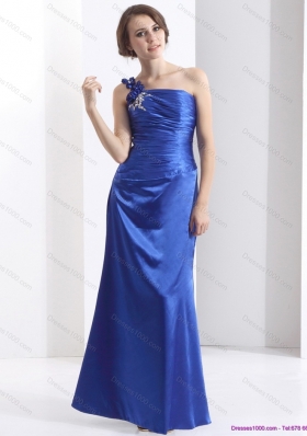 New Style One Shoulder 2015 Prom Dress with Ruching and Beading