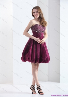 Perfect Wine Red Strapless Short Prom Dresses with Beading