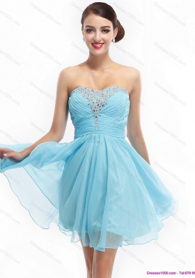 Ruching Strapless Beading Short Prom Dresses for 2015