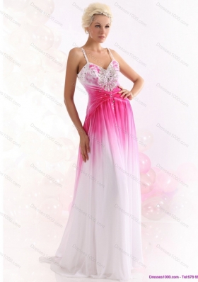 2015 Sexy Spaghetti Straps Brush Train Prom Dress with Paillettes