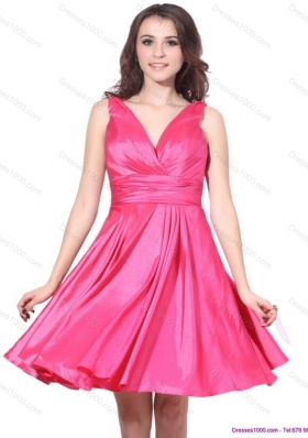 2015 Wonderful V Neck Short Prom Dress with Ruching