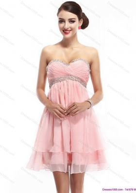 Beautiful Sweetheart 2015 Short Prom Dress with Beading and Ruching