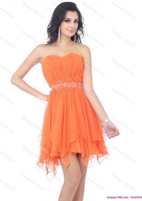 Sexy 2015 Romantic Sweetheart Beading and Ruching Prom Dress in Orange