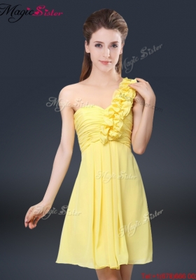 Sweet Short One Shoulder Ruching Prom Dresses