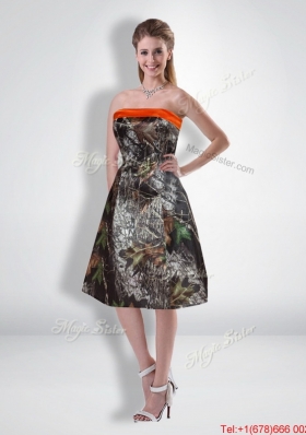 Perfect Short Strapless Knee Length Camo Prom Dresses