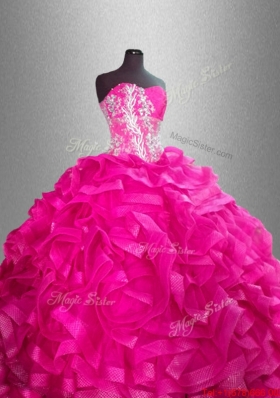 Beaded and Ruffles Discount Sweet 16 Gowns with Sweetheart