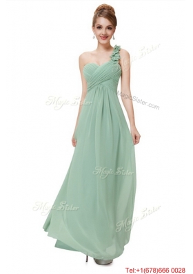 Perfect One Shoulder Prom Dresses with Hand Made Flowers