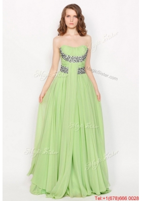 Hot Sale Strapless Brush Train Prom Dresses in Apple Green