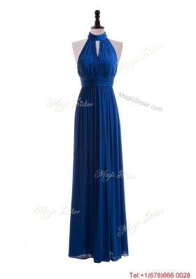 2016 Empire Halter Top Prom Dresses with Belt in Blue