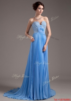 2016 Perfect Brush Train Sweetheart Prom Dresses in Baby Blue