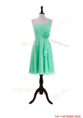 2016 Summer Apple Green Prom Dresses with Hand Made Flower and Ruffles