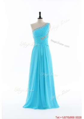 Brand New 2016 Beading and Ruching Aqua Blue Prom Dresses