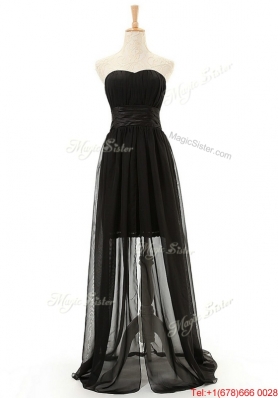 2016 Brand New Sweetheart Belt Long Prom Dresses in Black