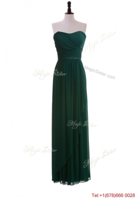 2016 Custom Made Empire Strapless Ruching Prom Dresses in Dark Green