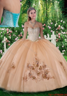 Pretty Ball Gown Beading and Appliques Sweet Sixteen Dresses