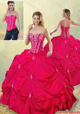 2015 Fall Perfect Sweetheart Beading Detachable Quinceanera Gowns in Hot Pink