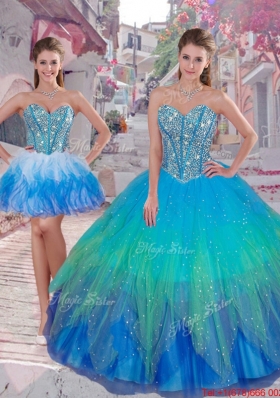 2016 Wonderful Ball Gown Detachable Quinceanera Dresses in Multi Color