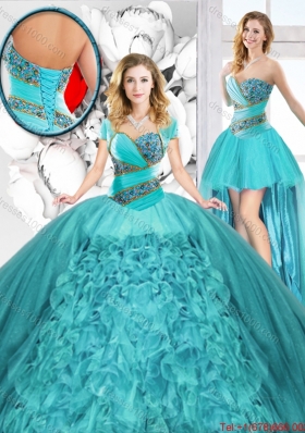 Modest Beaded Detachable Quinceanera Dresses with Sweetheart for 2016 Spring