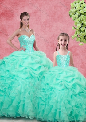 Gorgeous Ball Gown Beading Princesita With Quinceanera Dresses in Apple Green for 2016