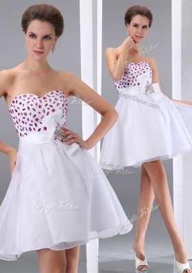 2016 Popular Sweetheart White Short Prom Dresses with Beading