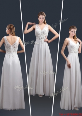 2016 Affordable Empire V Neck Beading Prom Dresses