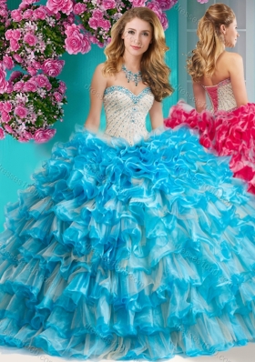 Romantic Beaded and Ruffled Layers Quinceanera Dress with Really Puffy