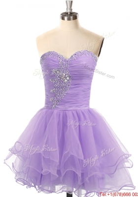 Hot Sale Organza Lace Up Beaded Prom Dress in Lavender