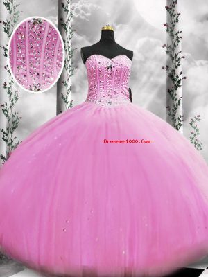 Sleeveless Lace Up Floor Length Beading 15 Quinceanera Dress