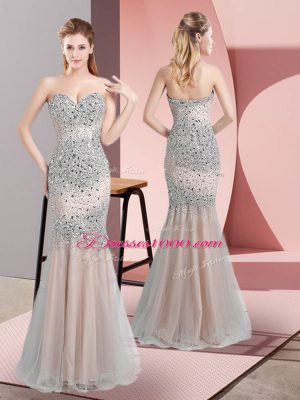 Cheap Floor Length Champagne Prom Evening Gown Sweetheart Sleeveless Zipper