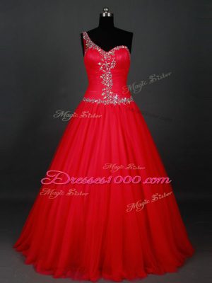 Sleeveless Zipper Floor Length Beading Prom Dress