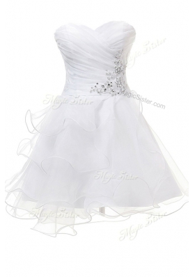 Great Sweetheart Sleeveless Criss Cross Homecoming Dress White Tulle