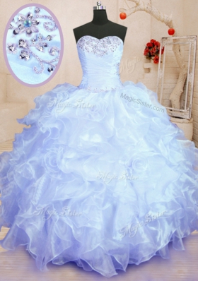 Ball Gowns Ball Gown Prom Dress Lavender Sweetheart Organza Sleeveless Floor Length Lace Up