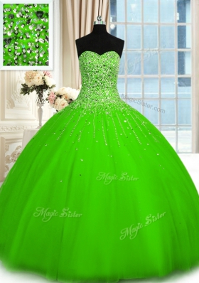 Fantastic Sweetheart Lace Up Beading Sweet 16 Dress Sleeveless