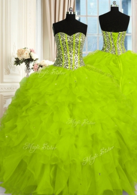 Stylish Sleeveless Beading and Ruffles Lace Up Quinceanera Dress