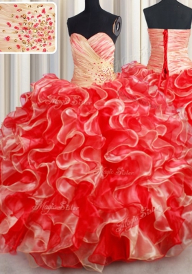 Sleeveless Beading and Ruffles Lace Up Vestidos de Quinceanera