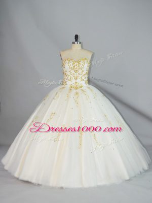 Sleeveless Lace Up Floor Length Beading Quince Ball Gowns