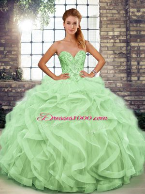 Sleeveless Beading and Ruffles Lace Up Quinceanera Dresses