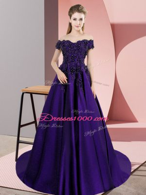 New Style Purple Off The Shoulder Neckline Lace Sweet 16 Dresses Sleeveless Zipper